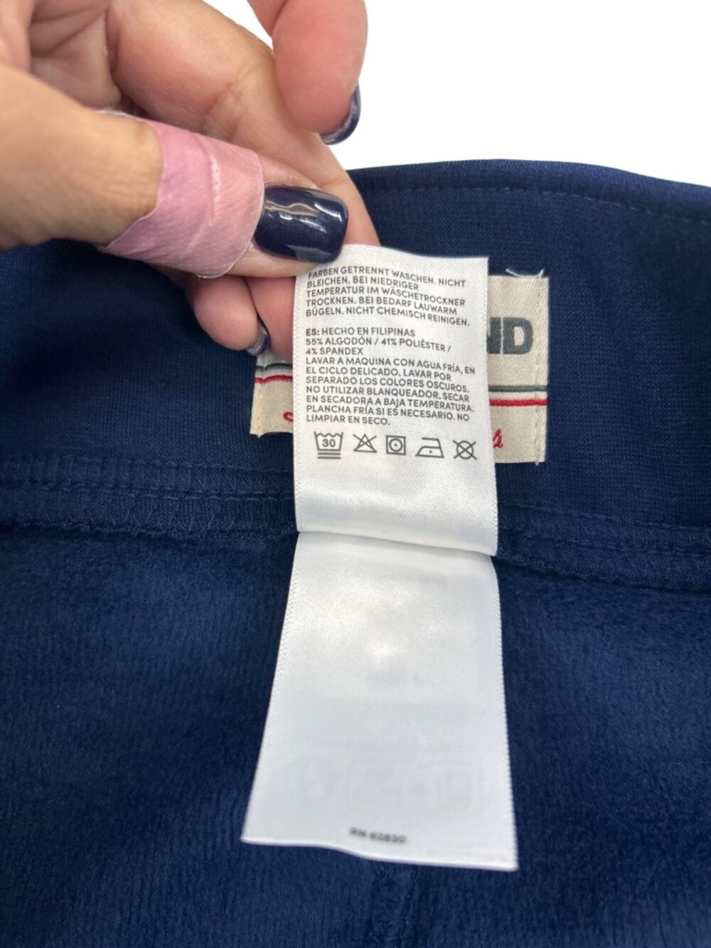 Lands’ End Navy Blue Knit Wide Leg Sweatpants Women's L  Comfortable Pull-On - Picture 10 of 10